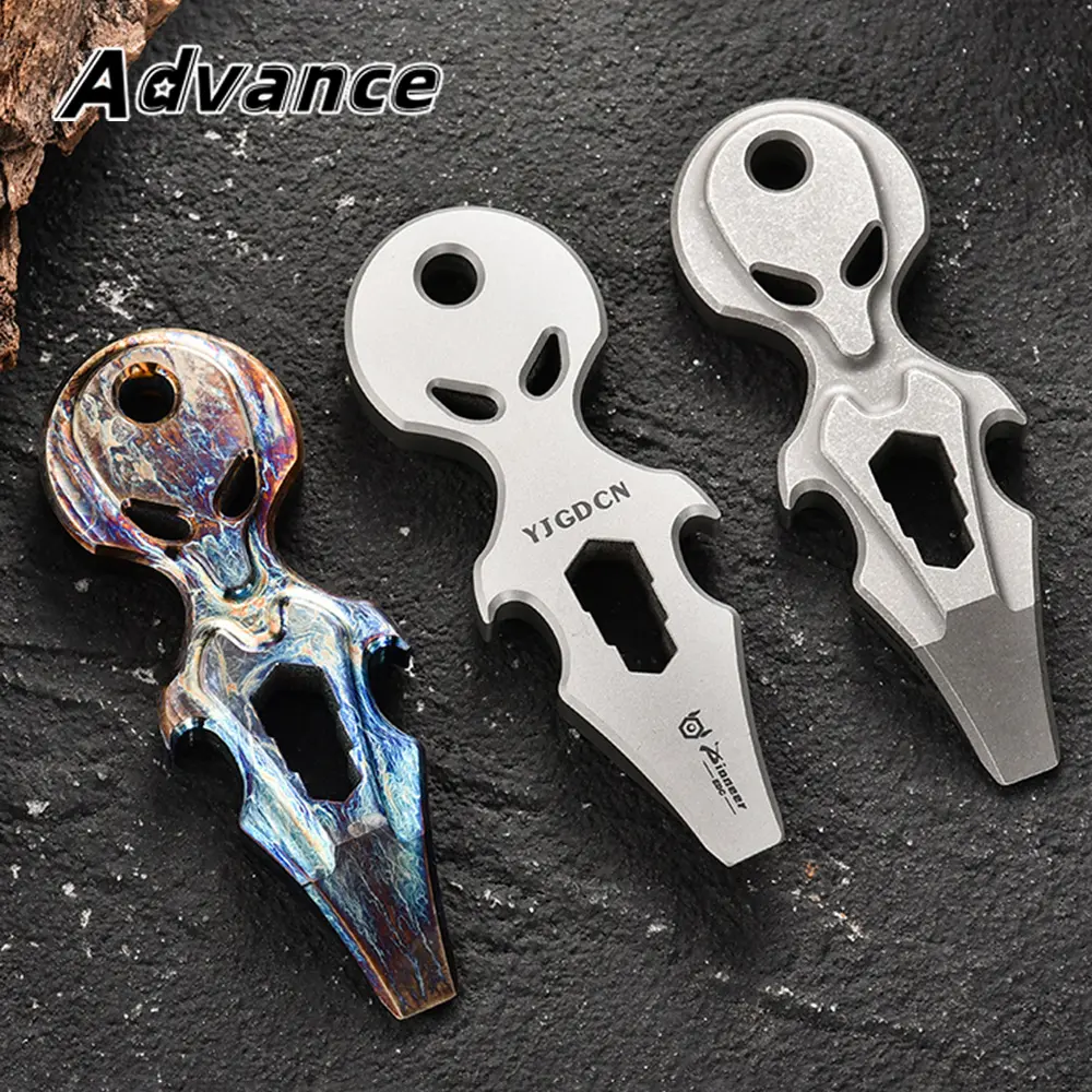 Bottle Opener Wrench Multi-functional Titanium Outdoor Small Tool Keychain Pendant Accessory