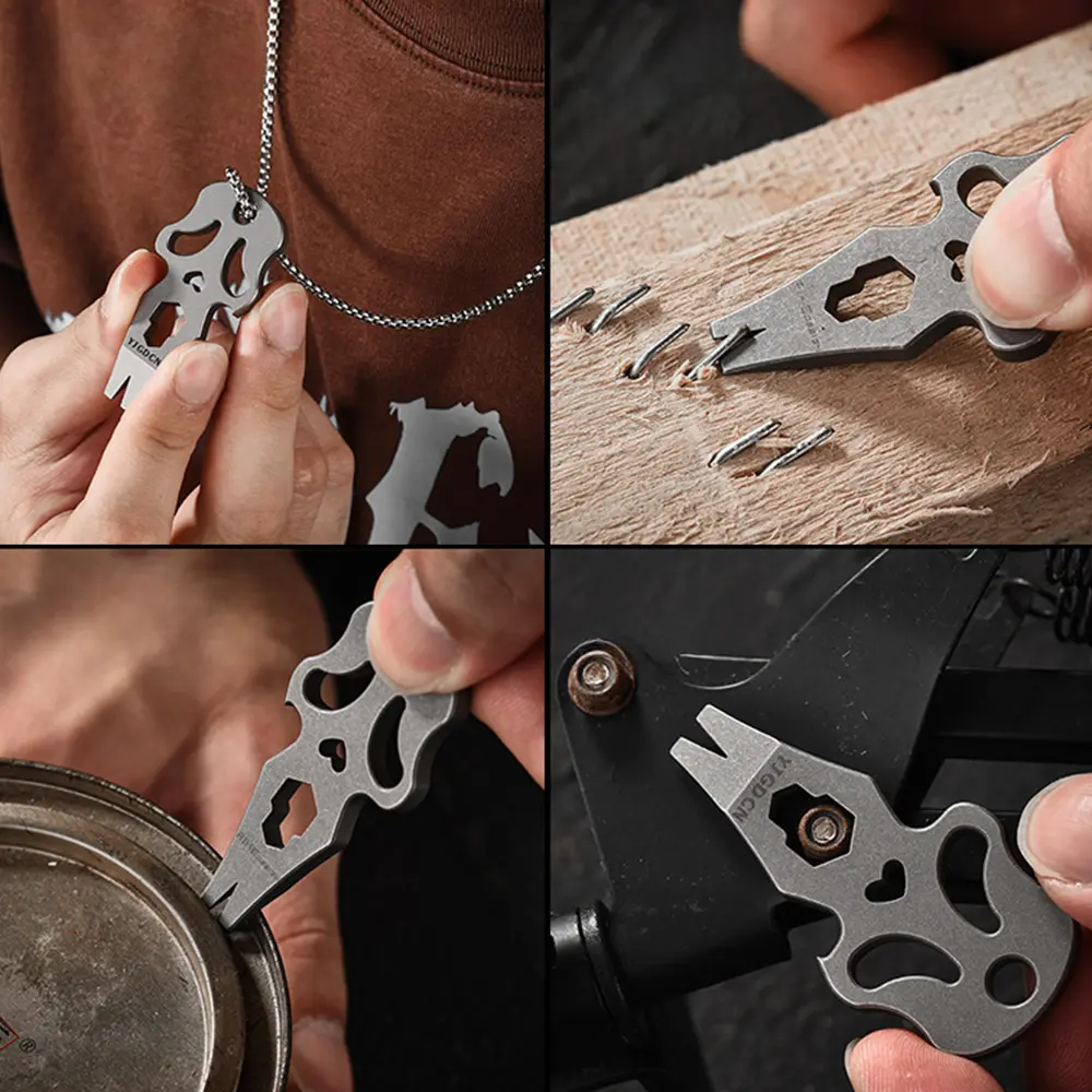 Portable TC4 Titanium Multi-function Bottle Opener Wrench Keychain Pendant Accessories Outdoor EDC Tool