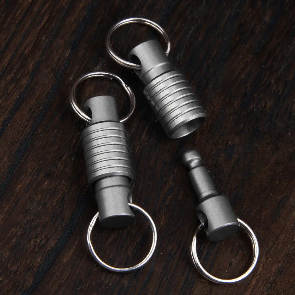 Titanium Alloy Buckle Universal Swivel Keychain Outdoor Tool EDC Spring Locking Buckle