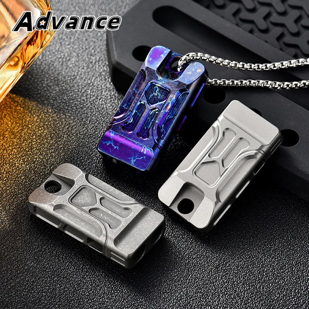 Camping Whistle Titanium Alloy Double Hole Whistle Keychain Pendant EDC Outdoor Tool Keyring