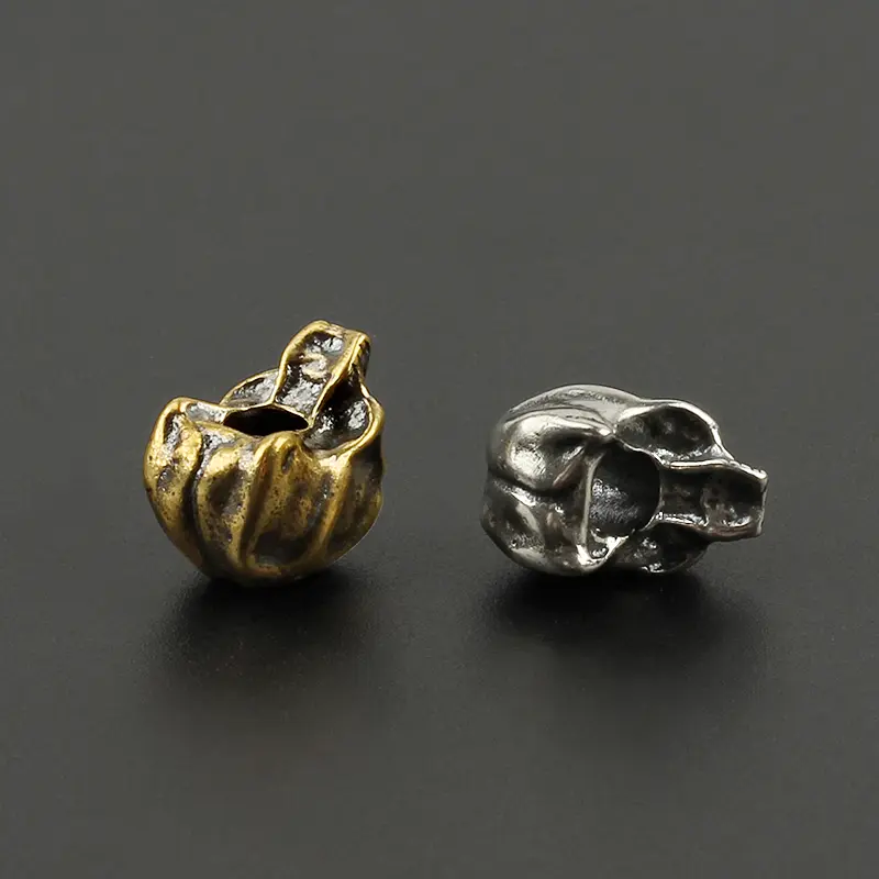 Skull Brass Knife Bead Umbrella Rope Flashlight Pendant EDC Copper Skull Paracord Beads