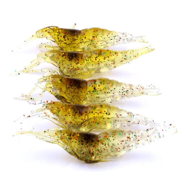 25PCS/LOT Pink Shrimp Soft Fishing Lure Grub Worm Bait Artificial Silicone Fishing Lures 4.8cm/1g