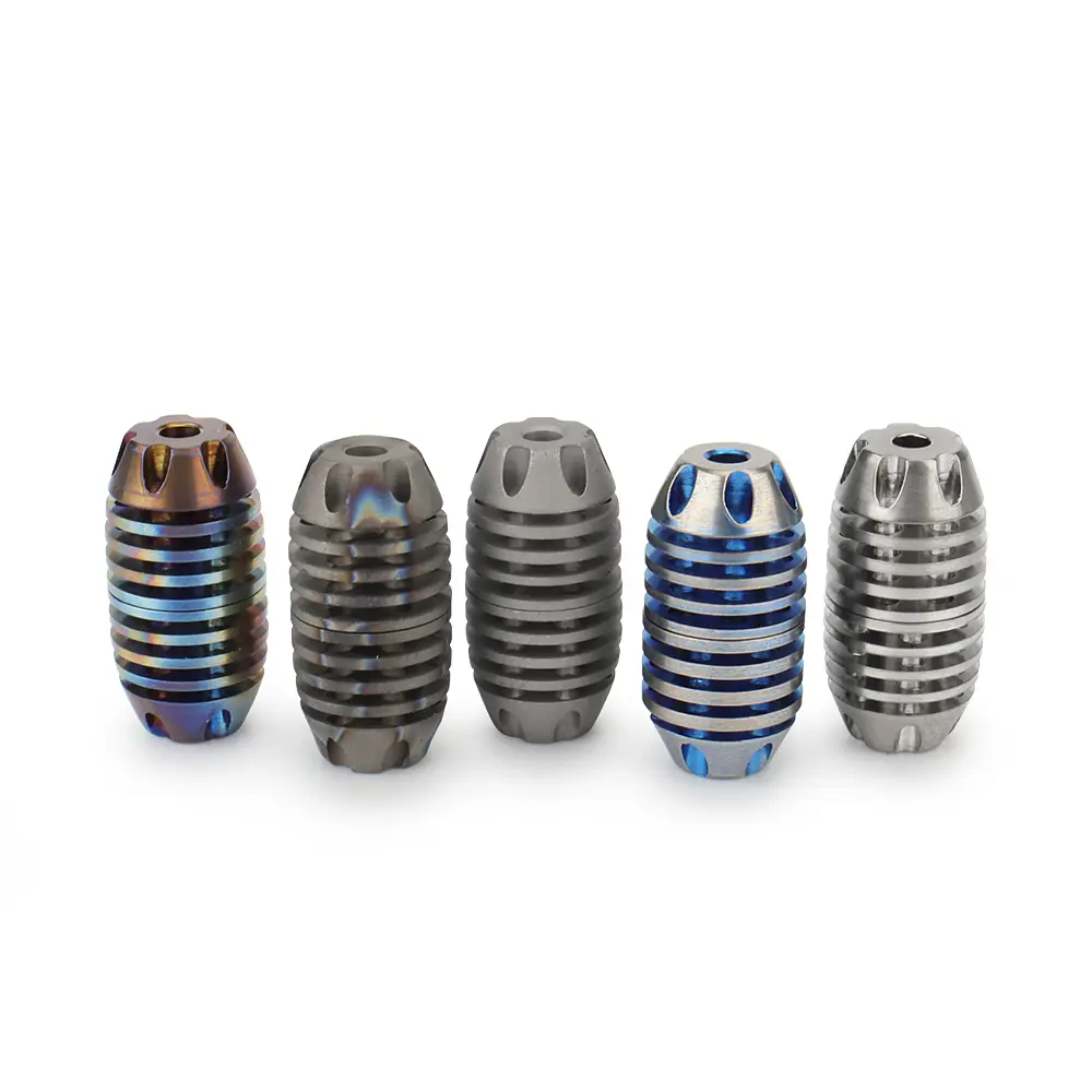 DIY Pendant Titanium Alloy Paracord Bead Bracelet Connection Buckle Cool Punk Hand-carved Keyring Knife Bead