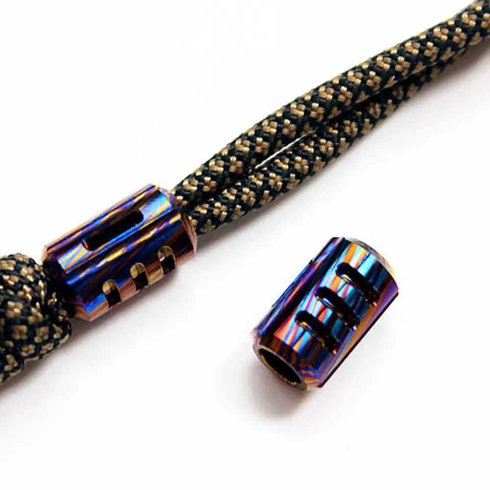 Titanium Alloy/Damascene  Zipper Head Bead Paracord Accessory For Keyring Knife Beads EDC DIY