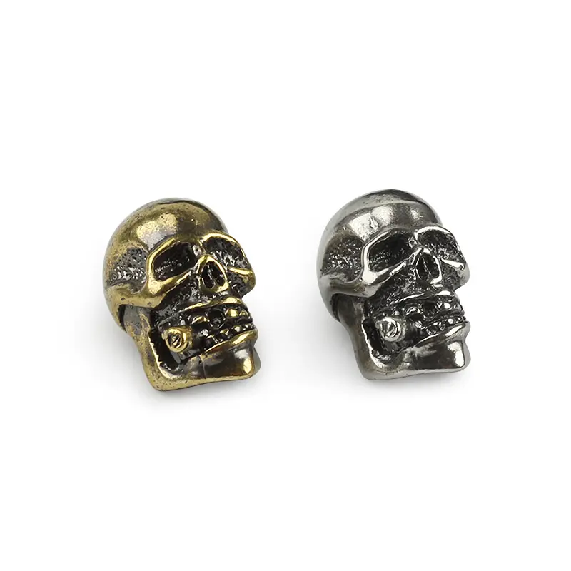 Punk Brass Smoking Skull Knife Beads Smoke Skull Paracord Beads Fashlight Pendant  Accessories