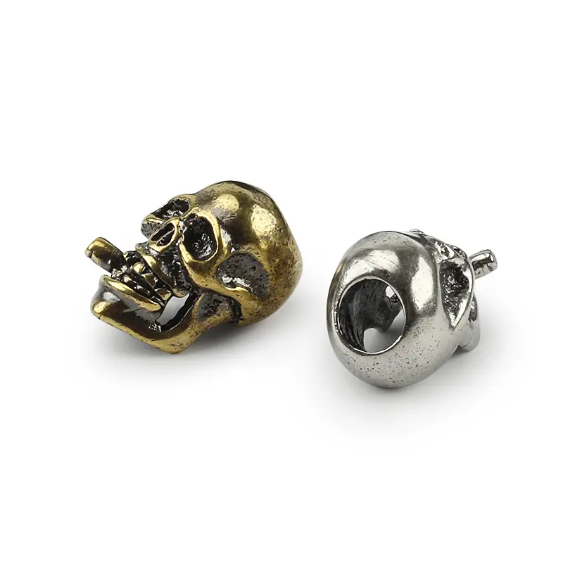 Punk Brass Smoking Skull Knife Beads Smoke Skull Paracord Beads Fashlight Pendant  Accessories