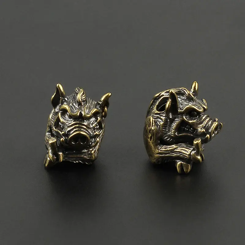 Wild Boar Knife Beads Brass Pig Beads Umbrella Rope Pendant Porcupine Copper Paracord Bead