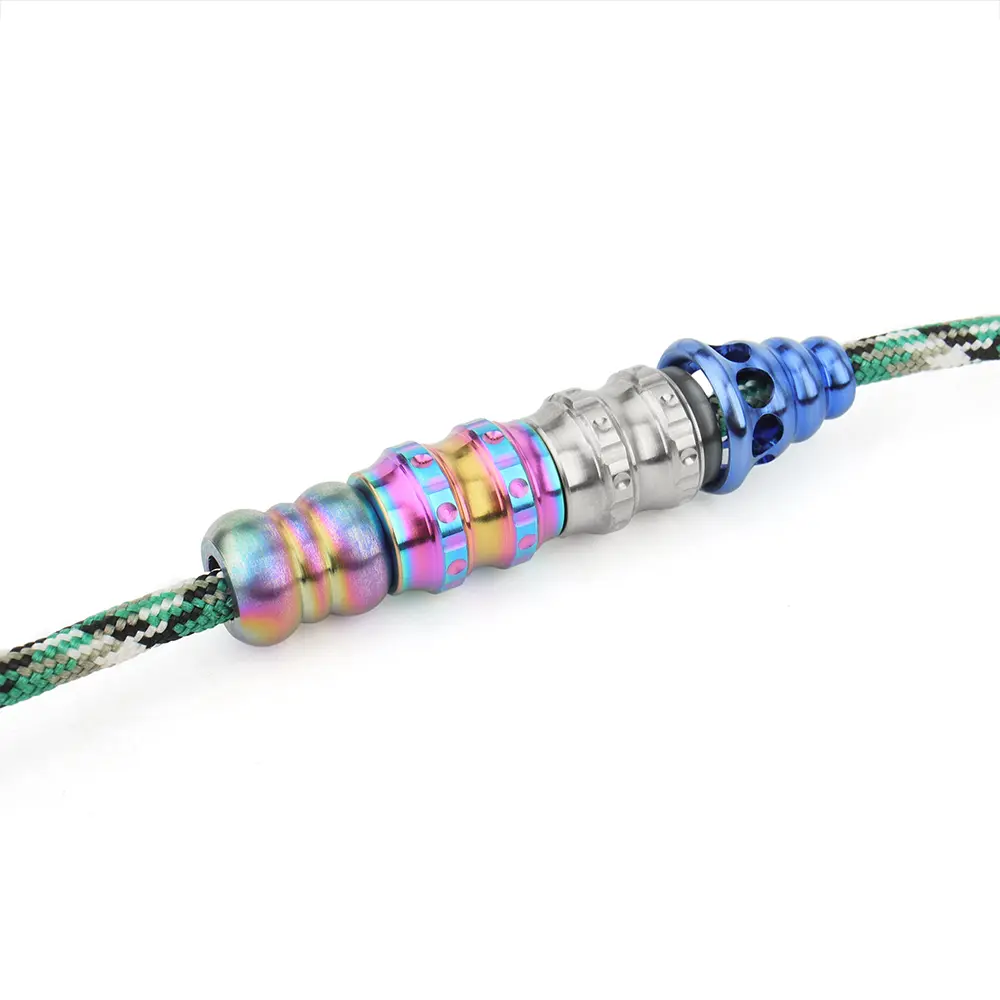 Titanium Alloy Paracord Bead Pendant Keyring Accessories Umbrella Rope Knife Beads Multiple Styles
