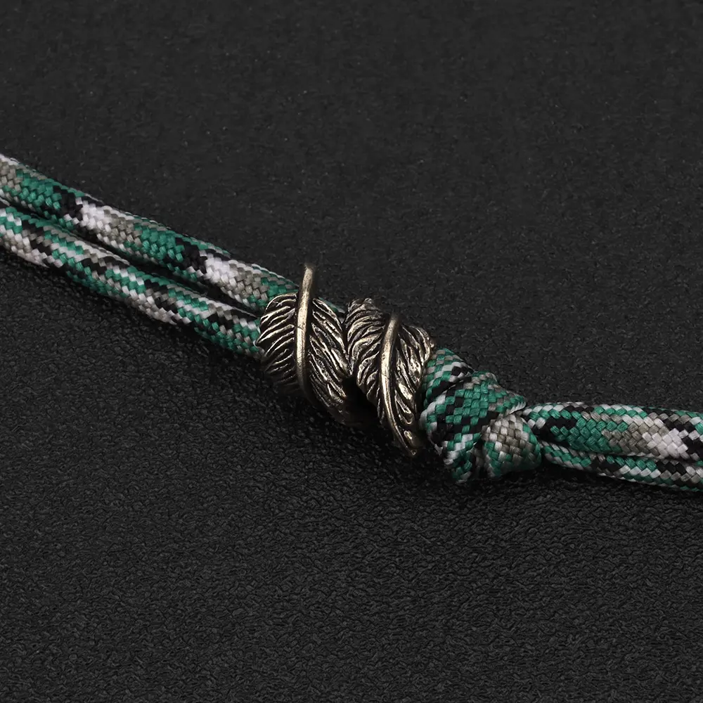 Feather Shape Brass Knife Beads Paracord Lanyard Pendant Rope Bead DIY