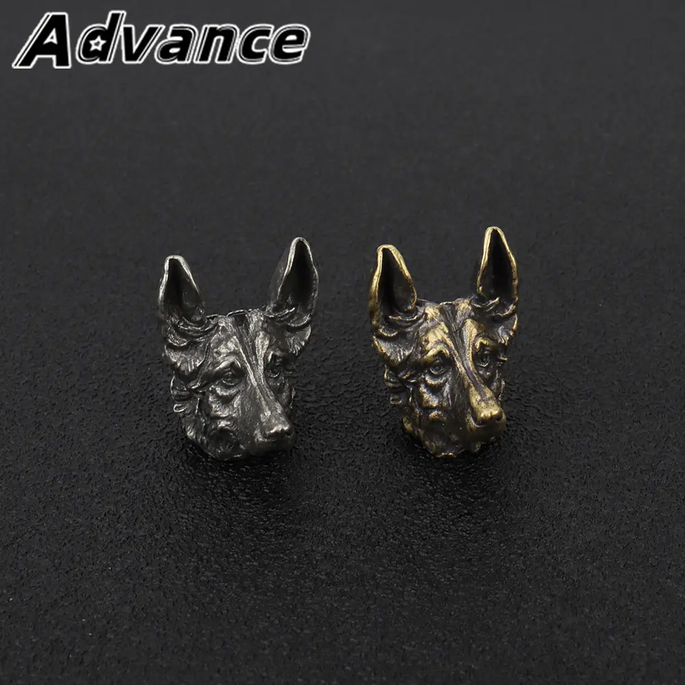 Dog Head Brass Paracord Beads Accessory Lanyard Bead Keychain Rope Zip Necklace Pendant