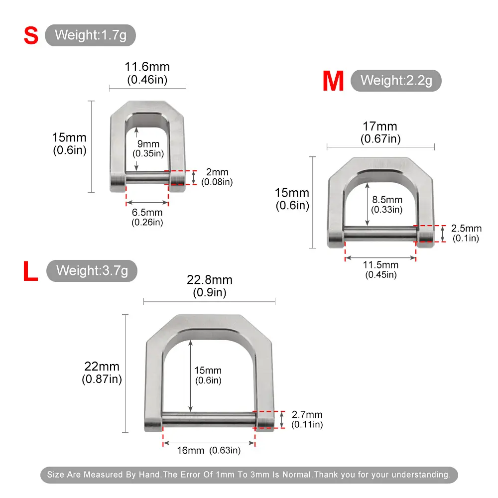 S/M/L Titanium Alloy D Shape Horseshoe Buckle Connect Car Keychain Buckle Outdoor EDC Tool