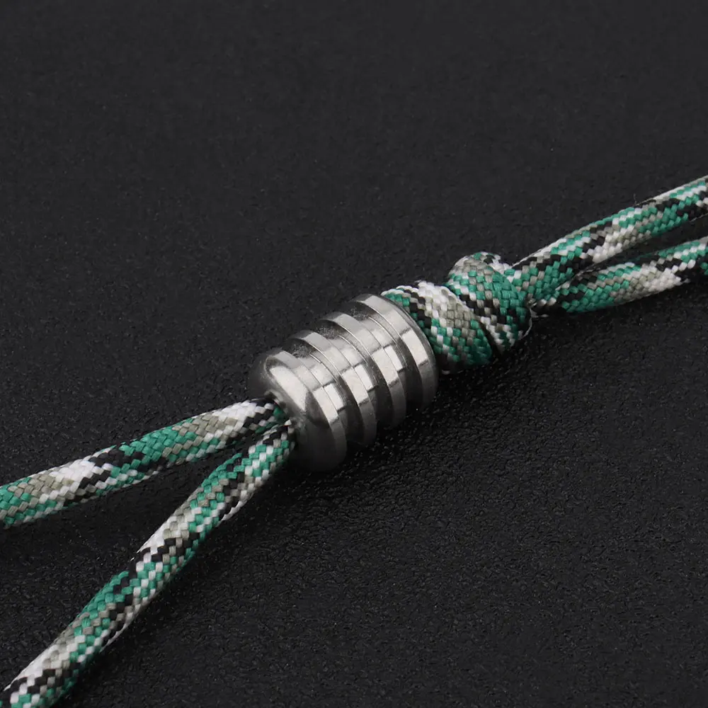 1PC Titanium Alloy Paracord Bead Pendant Accessory Necklace Backpack Zip Head Rope Bead