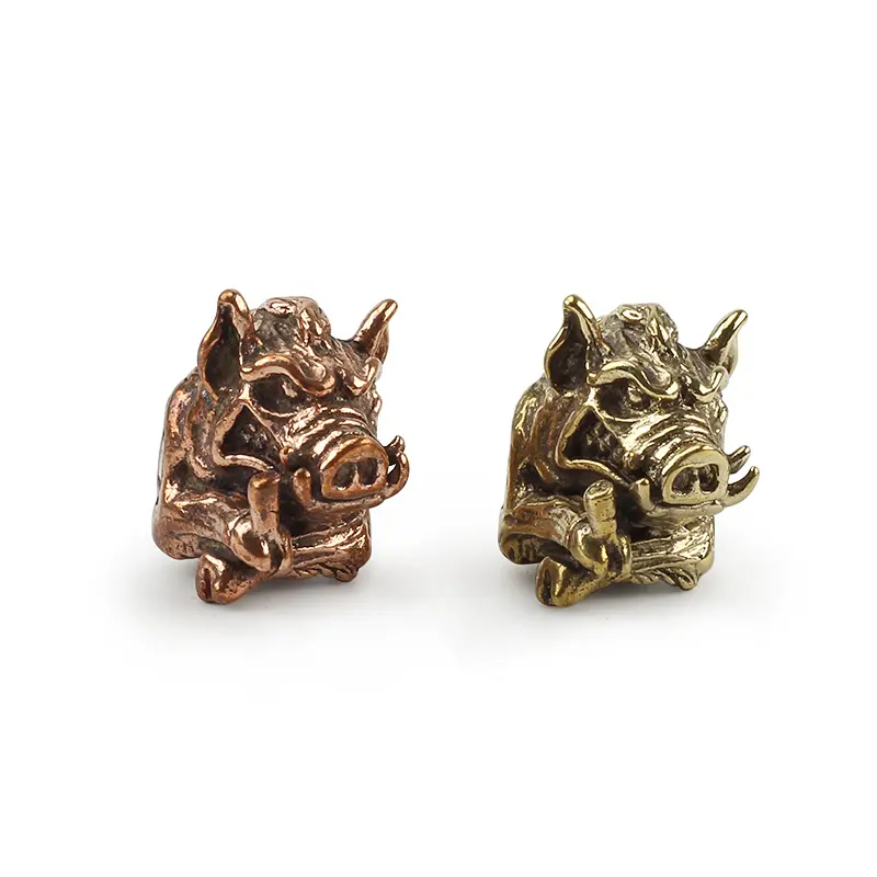 1pcs/lot Octopus Knife Beads Brass Wild Boar Beads Umbrella Rope Pendant Red Copper Paracord Beads DIY