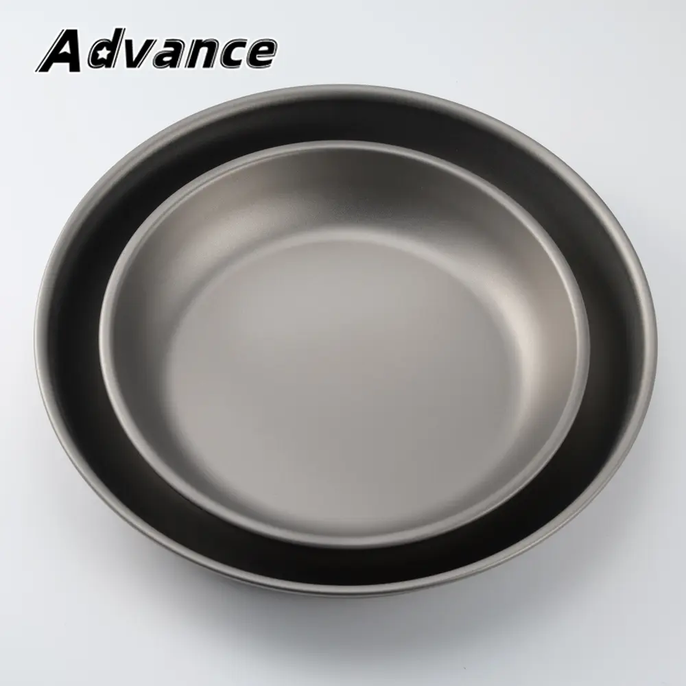 Round Titanium Plate Bowl Outdoor Camping Picnic Tableware Dish
