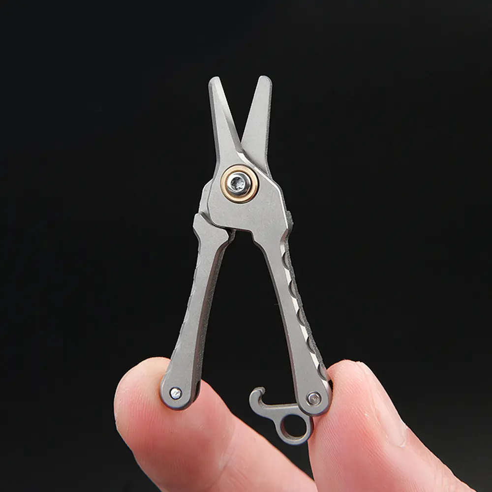 Titanium Alloy Clip Small Scissors Nose Hair Scissors EDC Home Tool Portable Key Chain Pendant