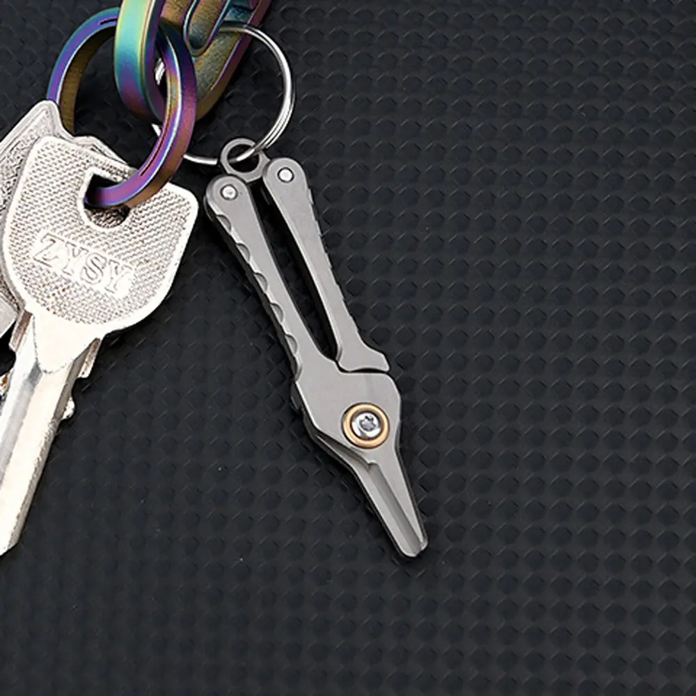 Titanium Alloy Clip Small Scissors Nose Hair Scissors EDC Home Tool Portable Key Chain Pendant