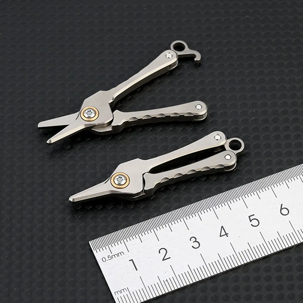 Titanium Alloy Clip Small Scissors Nose Hair Scissors EDC Home Tool Portable Key Chain Pendant