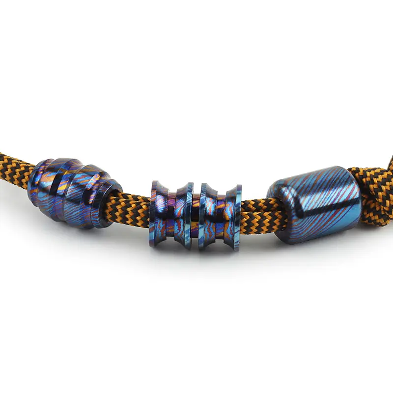 Titanium Mascus Pendant DIY Key Damascus Pendant Bracelet Accessories Beads Timascus Paracord Bead