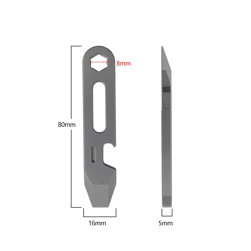 Titanium Alloy Portable Multi functional Ruler Screwdriver Bottle Opener Camping Keychain Accessories Outdoor Small Tool
