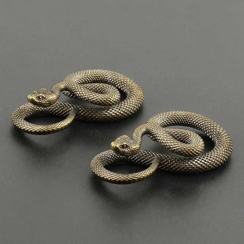 Brass Snake Key Ring Copper Snake Key chain Outdoor Tool Accessories DIY Car Hanging