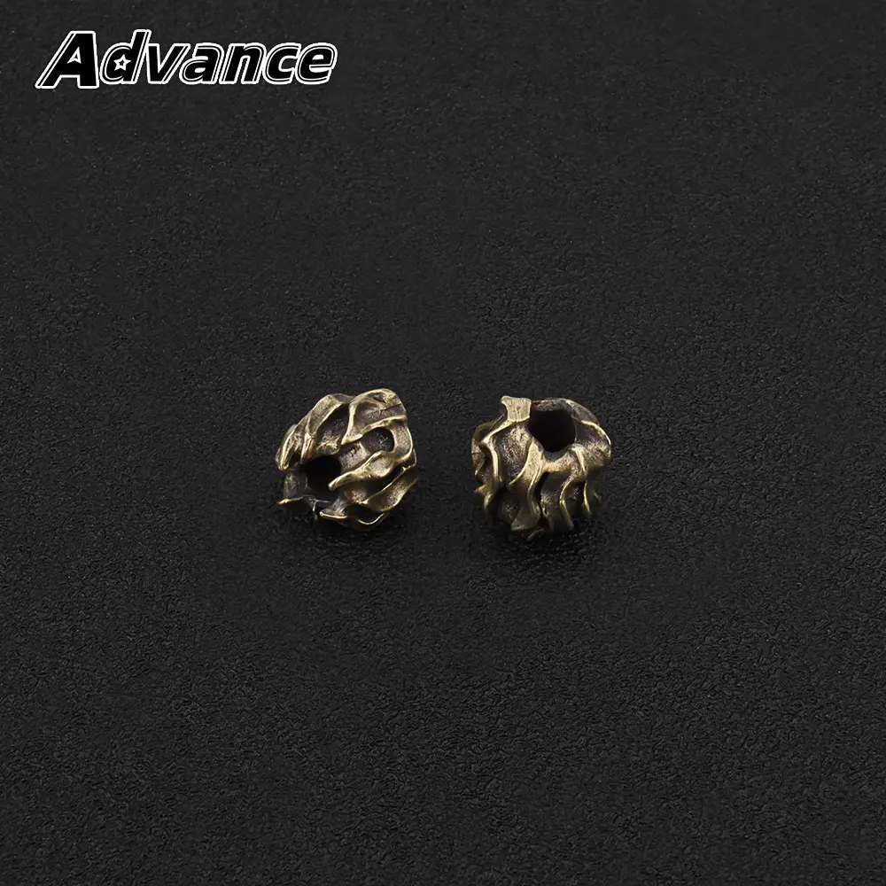2pcs Flame Shape Brass Knife Beads Little Flame Paracord Lanyard Pendant Rope Bead DIY