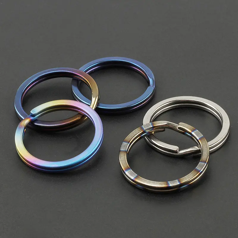 5pcs Titanium Alloy 32mm Key Ring EDC Outdoor Tool Multicolor Ultralight Titanium Keyring Wholesale Accessories