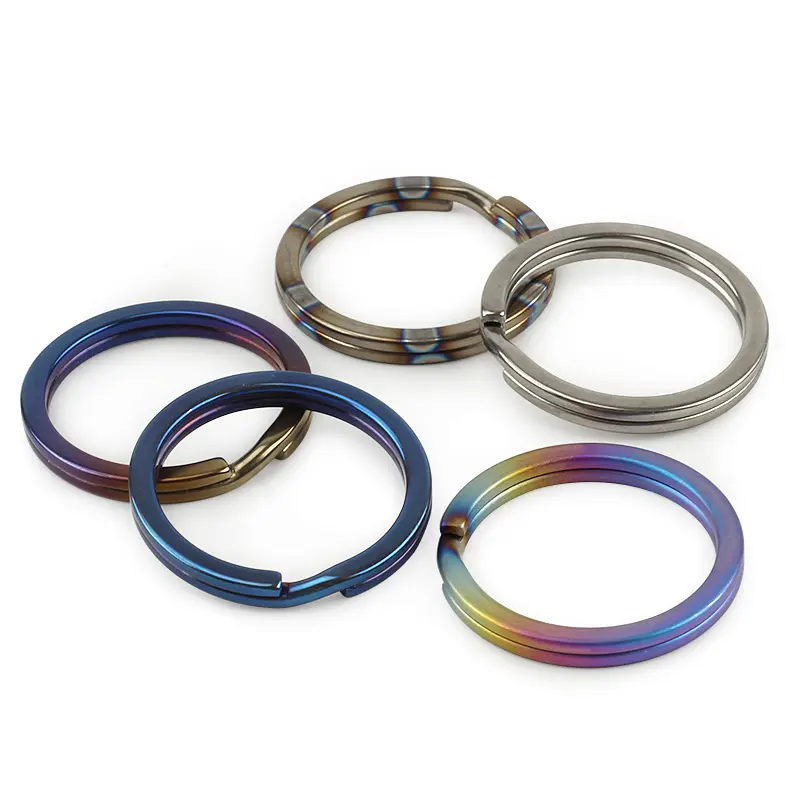 5pcs Titanium Alloy 32mm Key Ring EDC Outdoor Tool Multicolor Ultralight Titanium Keyring Wholesale Accessories