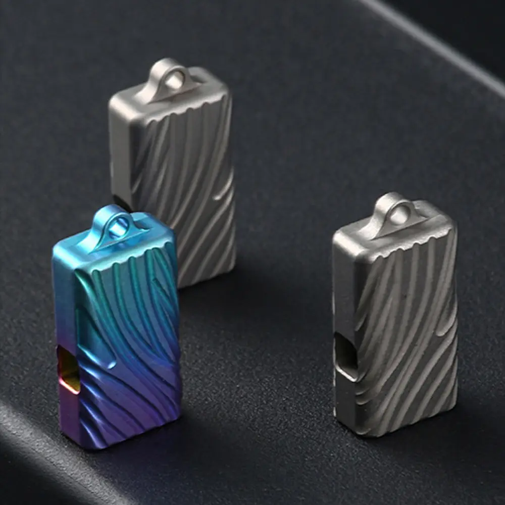 Whistle Titanium Alloy Double Hole Whistle Keychain Pendant Portable EDC Outdoor Tool Keyring