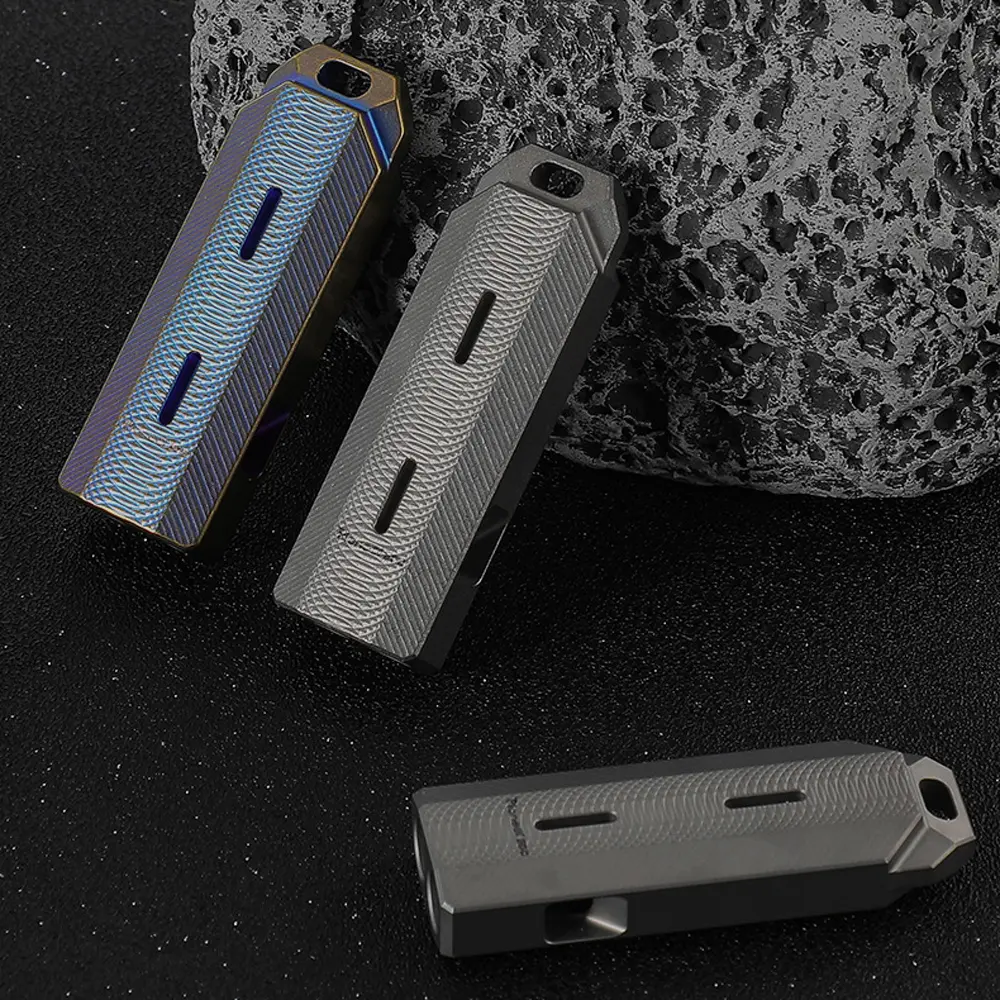Titanium Alloy Whistle High Decibel Dual Hole Titanium Keychain Portable EDC Outdoor Tool