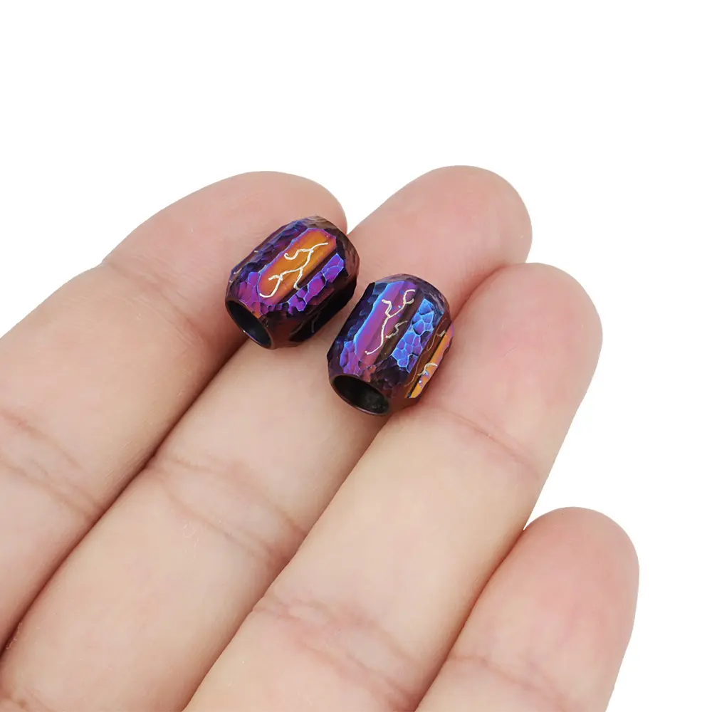 Meteorite Crater Engraving Paracord Titanium Bead Umbrella Rope Keychain Bracelet DIY Bead