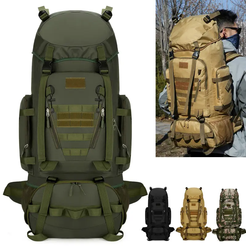 90L Travel Bag Camping Backpack Tactical Hiking Climbing Bags Mountaineering Large Sport Bag Outdoor Men Luggage Molle Rucksack
