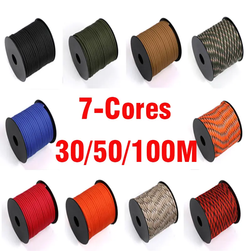 550 Military Paracord 7 Strand 4mm Parachute Rope Outdoor Camping Accessories Survival Equipment DIY Bracelet Tent Lanyard Cord