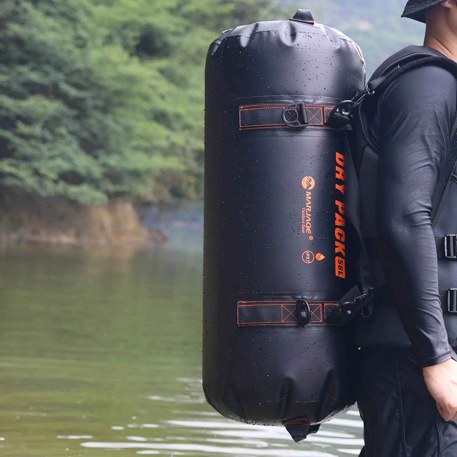 56L 80L Large Waterproof Duffle With Air Nozzle Travel Dry Duffel Bag Heavy Duty Bag for Kayaking Boating Rafting Swim Fishing