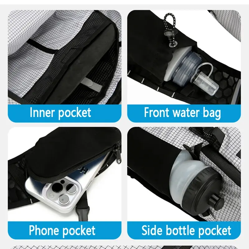 12L Running Hydration Vest Backpack Men Women Outdoor Sport Bags Trail Marathon Jogging Hiking Backpack Option Water Bag Flask