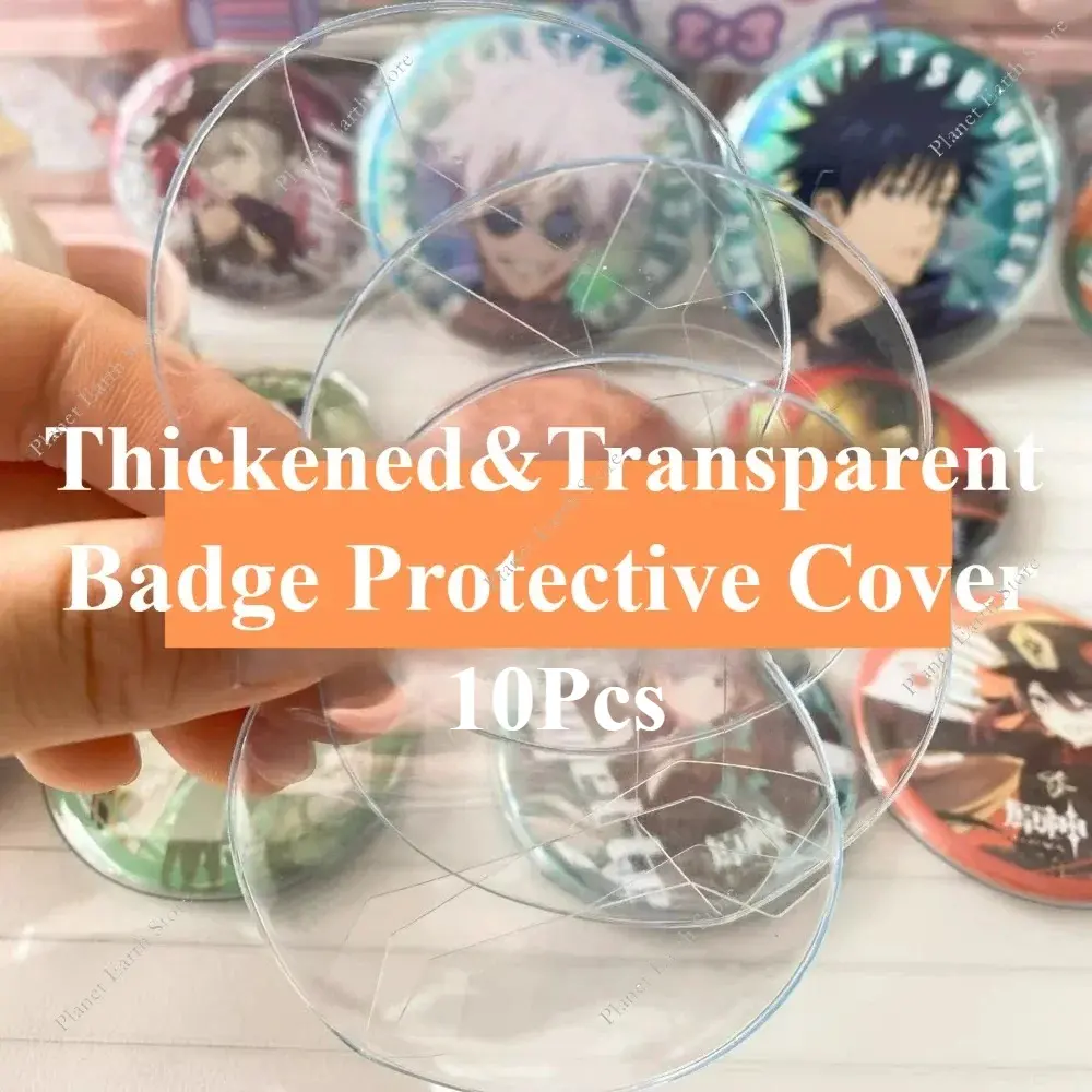 New 10Pcs 58-75MM Clear Round Badge Protector Badge Storage Bags for DIY Making Badge Display Bag Cover Decoration Protector