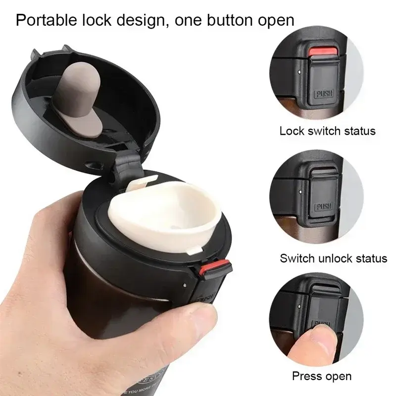 380/510ML Thermal Mug Double Wall Stainless Steel Coffee Cup Tea Vacuum Flask Thermos Water Bottle Leak-proof Thermos Mug Bottle