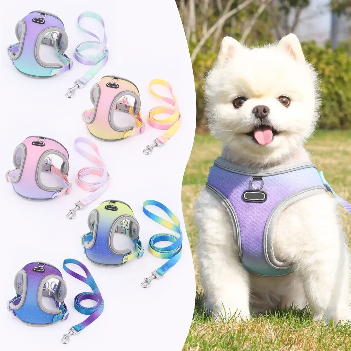 1Pcs Pet Step-in Dog Harness Adjustable Reflective Soft Dog Harness Breathable Dog Vest Harness for Small Medium Dog Cats Puppy