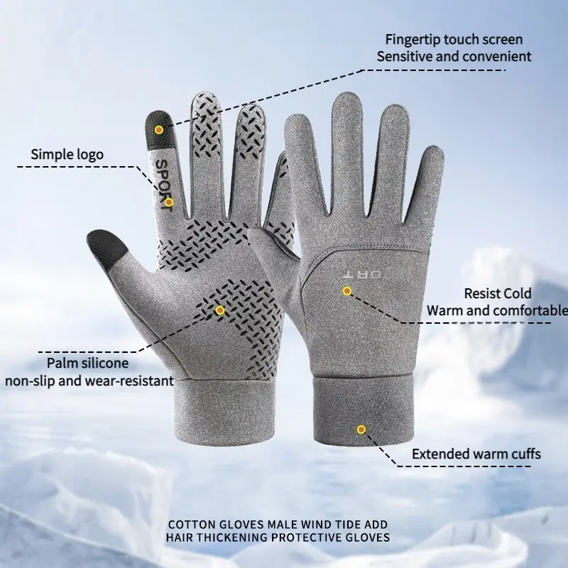 Windproof and Waterproof Outdoor Gloves Touch Screen Thumb and Index Finger Fingertips Warm Gloves for Running Cycling