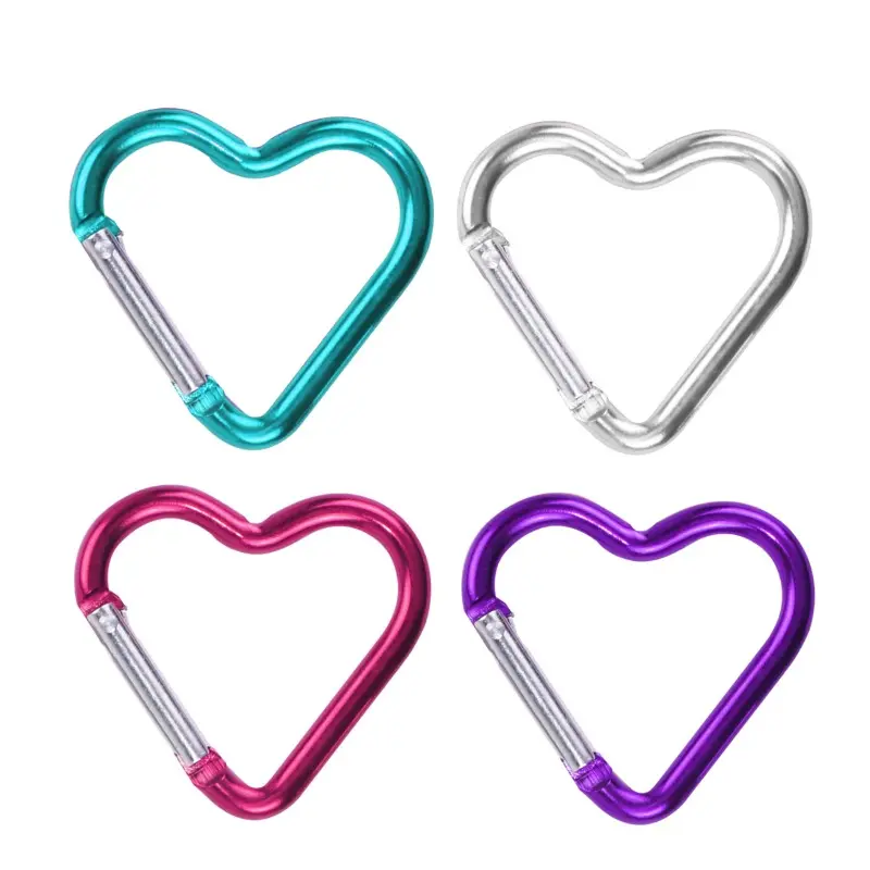 Heart Shaped Metal Keychain Outdoor Sport Carabiner Climbing Camping Keyring Buckle Multi Travel Kit Hook Hanging Key Ring