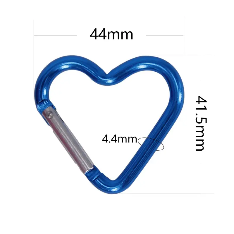 1PCS Heart-shaped Aluminum Carabiner Key Chain Clip Mini Snap Ring Key Chain Outdoor Water Bottle Hanging Buckle Hook Keyring