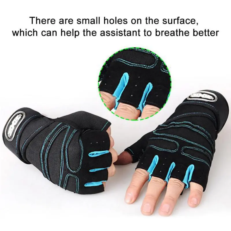 Outdoor Sport Gloves for Men Women Wrist Guard Fitness Gym Cycling Hiking Boxing Exercise Training Workout Long Wrist Fingerless