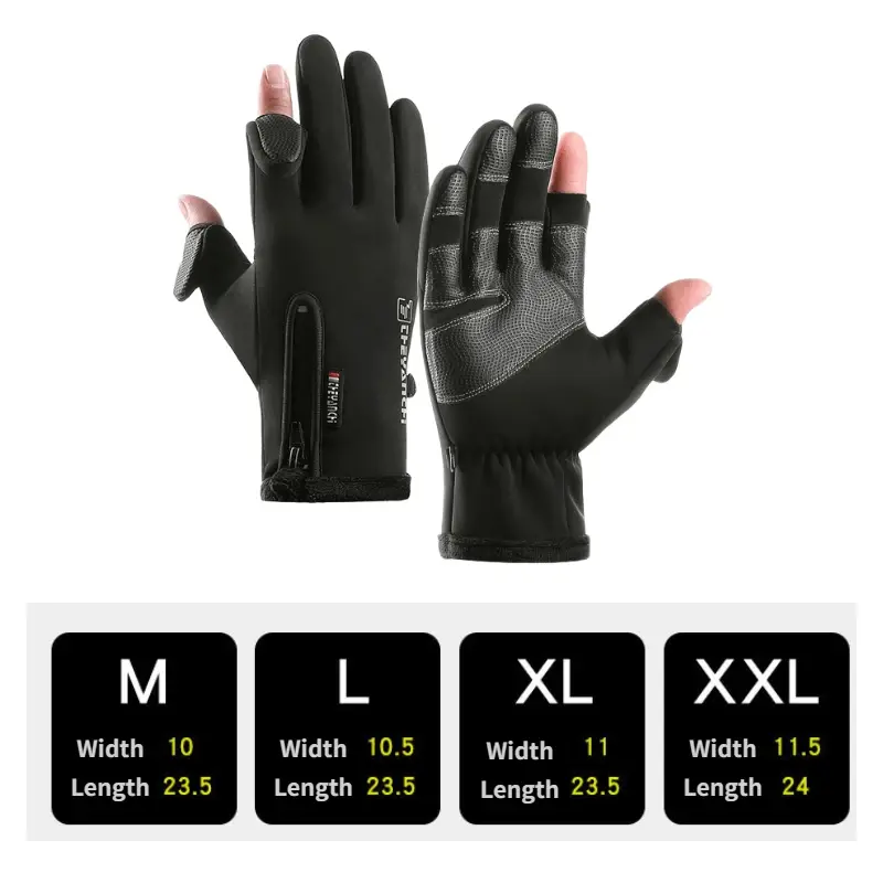 Waterproof Winter Fishing Gloves 2 Finger Flip Windproof Women Men Gloves Velvet Warm Protection Fish Angling Gloves