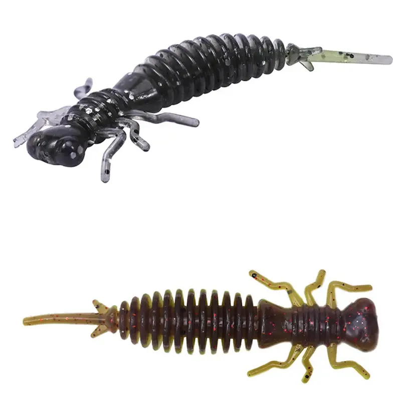 5pcs/lot Quality Larva Soft Lures 55mm 75mm 100mm Artificial Silicone Soft Bait Worm Fishing Wobblers Bass Carp Swimbaits