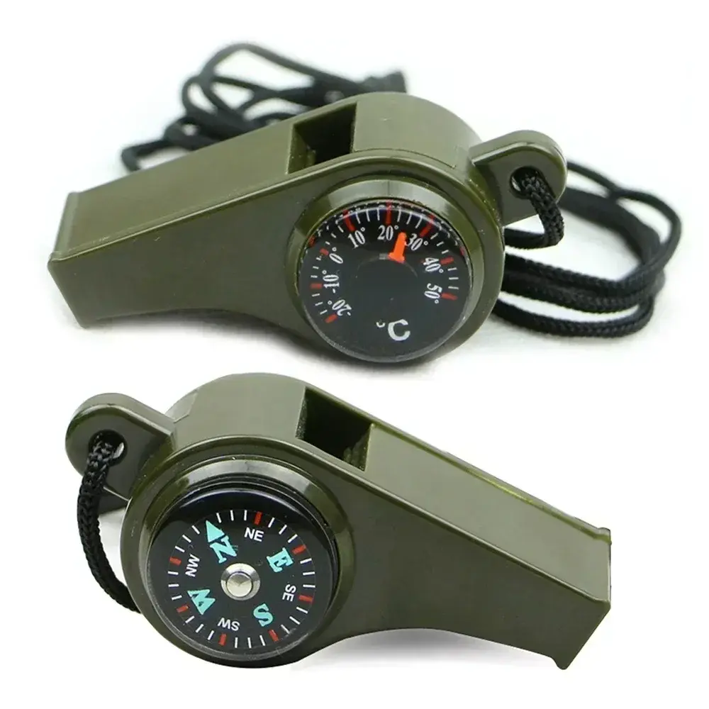 3 in 1 Emergency Survival Whistle Compass Thermometer Referee Cheerleading Whistle Camping Hiking Outdoor Multifunction Whistle