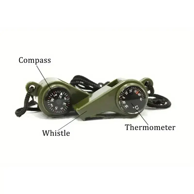 3 in 1 Emergency Survival Whistle Compass Thermometer Referee Cheerleading Whistle Camping Hiking Outdoor Multifunction Whistle