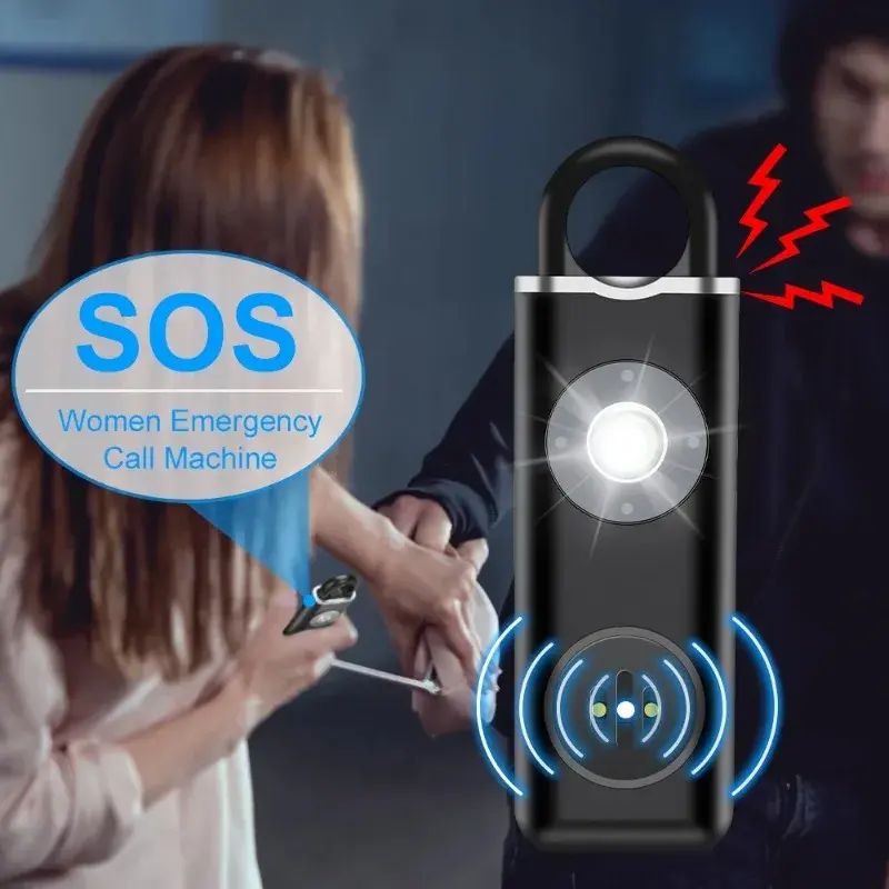 Siren Self Defense Personal Alarm for Women, Children, Elderly 130dB Loud Rechargeable Keychain Alarm with LED Strobe Light
