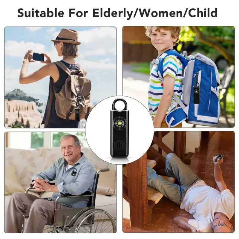 Siren Self Defense Personal Alarm for Women, Children, Elderly 130dB Loud Rechargeable Keychain Alarm with LED Strobe Light