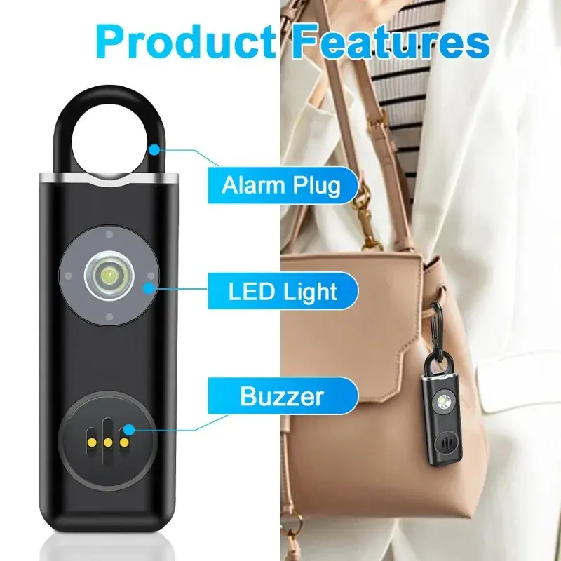 Siren Self Defense Personal Alarm for Women, Children, Elderly 130dB Loud Rechargeable Keychain Alarm with LED Strobe Light