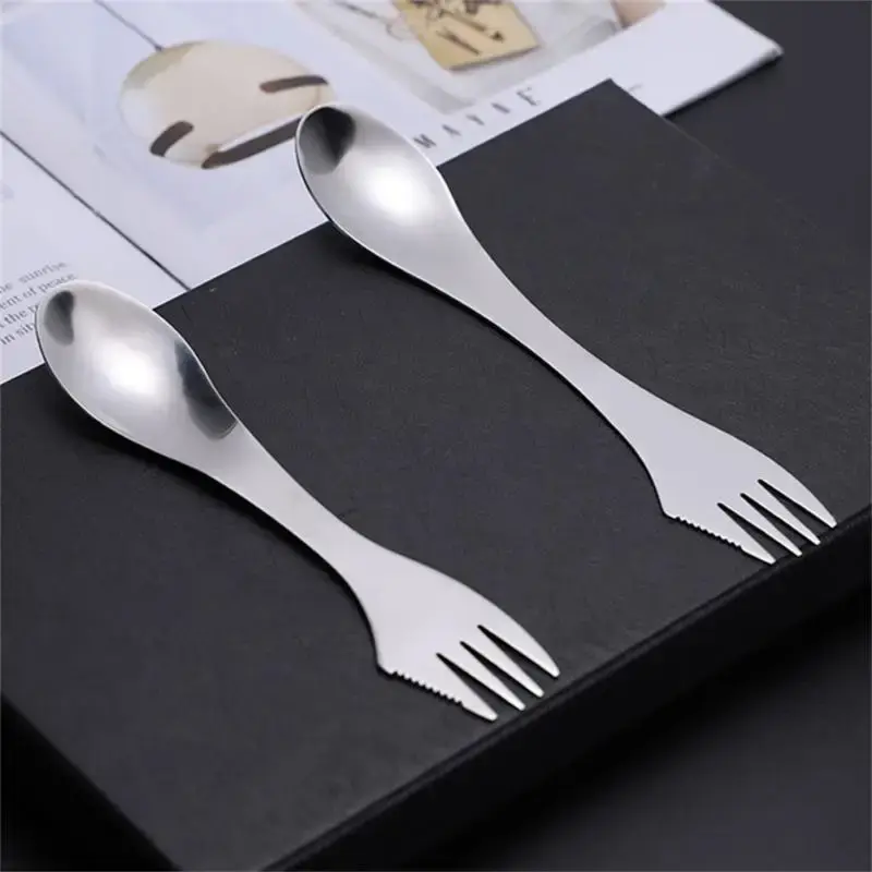 Titanium 3 in 1 Fork Spoon Spork Cut Set Outdoor Dual-purpose Tableware Cutlery Thickness