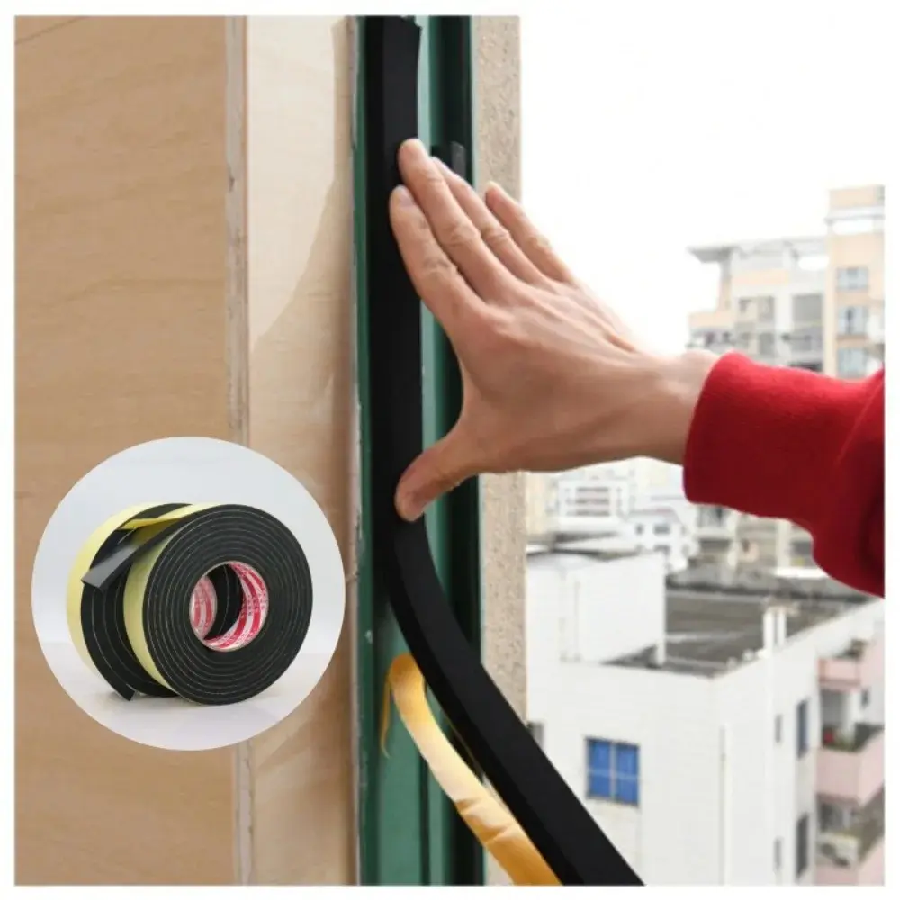 10M EVA Black Sponge Self-adhesive Door and Window Sealing Strip, Sound Insulation, Waterproof and Anti-collision Sealing Strip